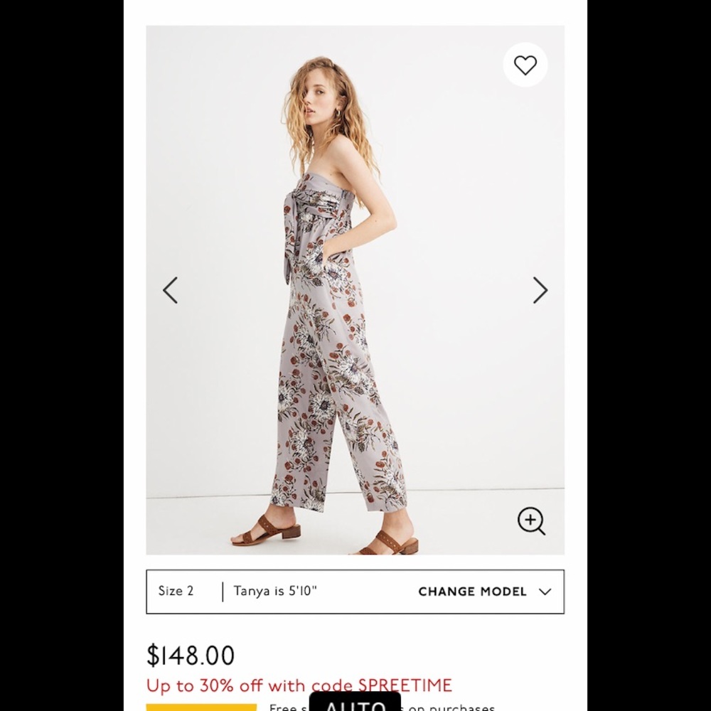 💜🍂Madewell Strapless Jumpsuit in Painted Blooms - Picture 6 of 7